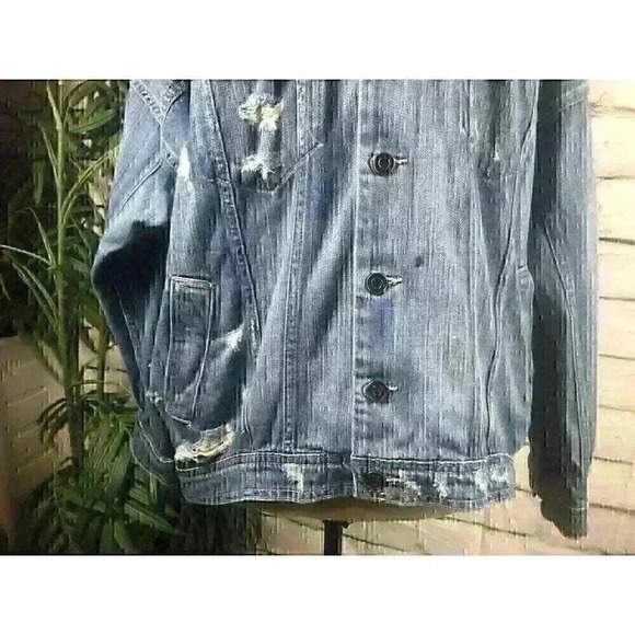 Joe's Blue Size M Men's Long Sleeve Collared Distressed Denim Button Up Jacket - Picture 5 of 12